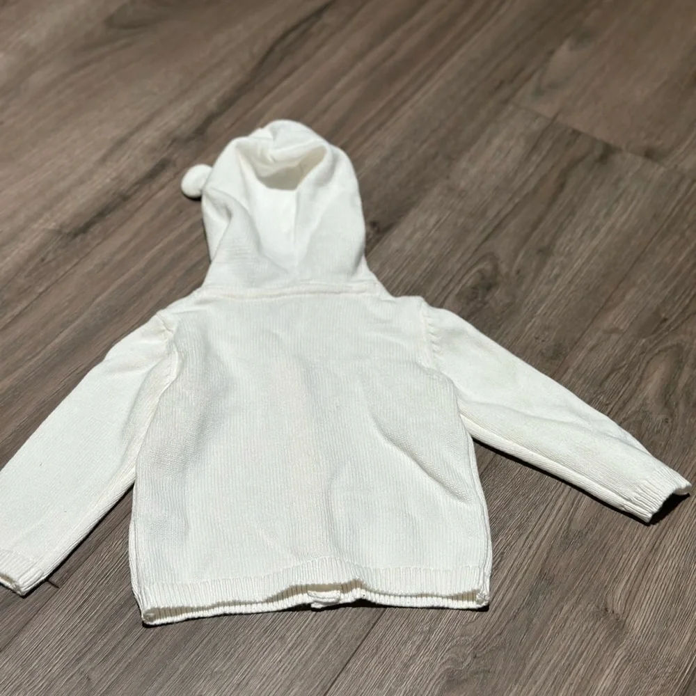 Carter's Hooded Animal Ears White Knit Hooded Baby Sweater